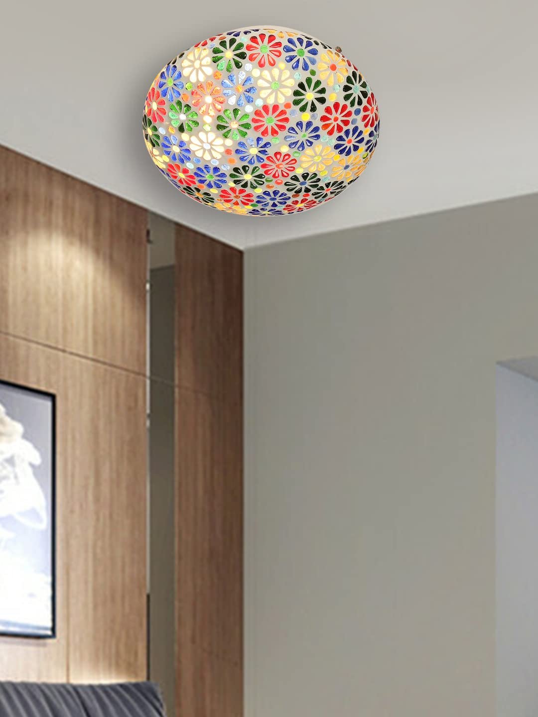 Multicolor Glass Mosaic Flush Mounted Lamp (FC03)