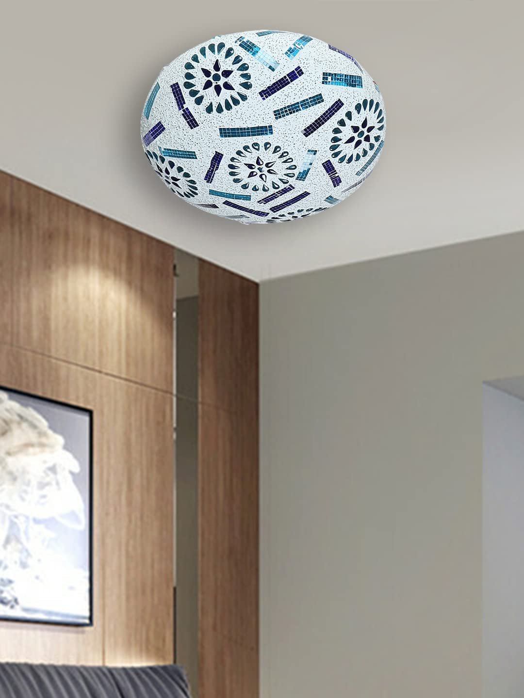 Golden Glass Mosaic Flush Mounted Lamp