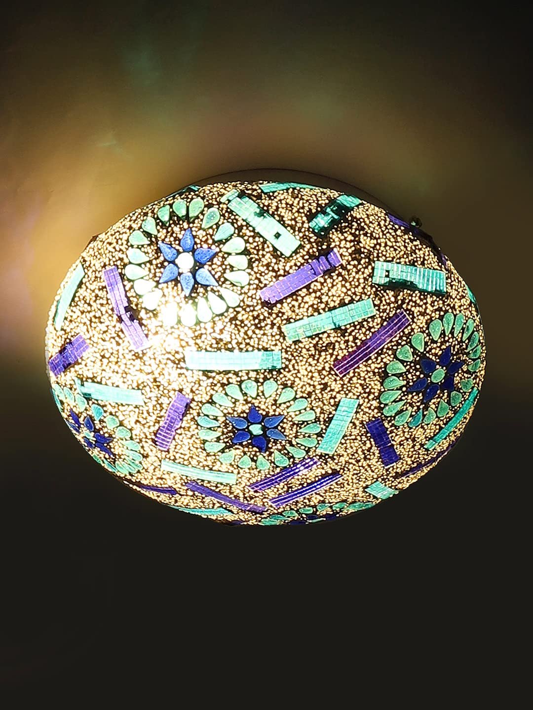 Golden Glass Mosaic Flush Mounted Lamp