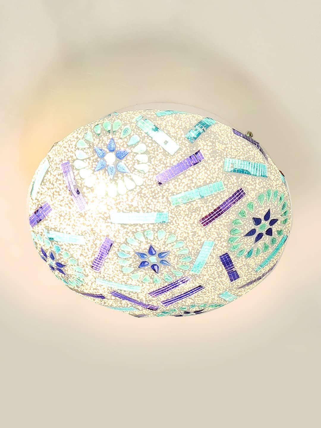 Golden Glass Mosaic Flush Mounted Lamp