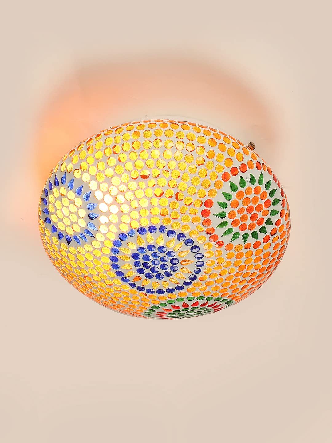 Blue Mosaic Glass Flush Mounted Lamp