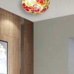 Orange Multicolor Glass Mosaic Flush Mounted Lamp