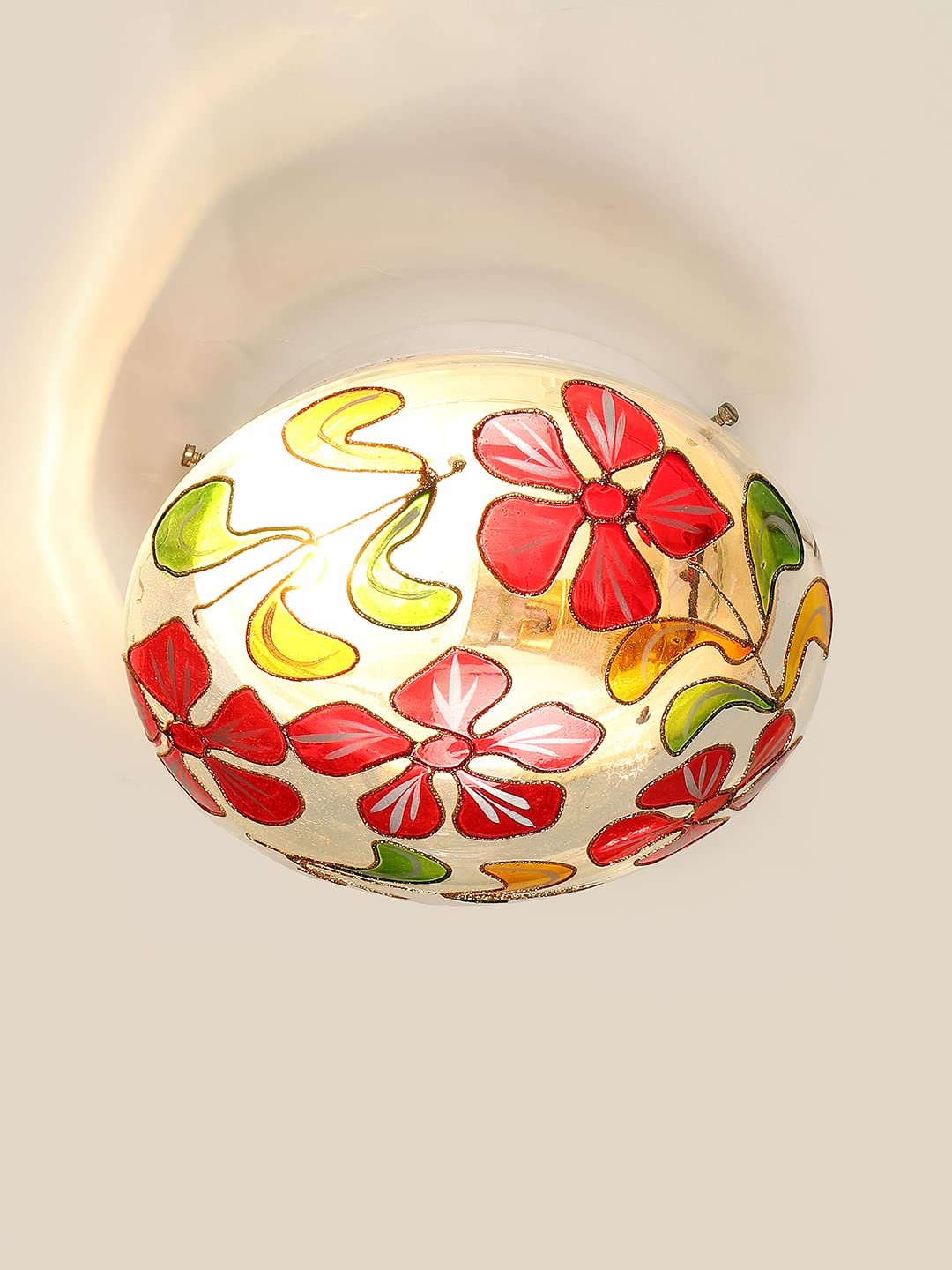 Orange Multicolor Glass Mosaic Flush Mounted Lamp