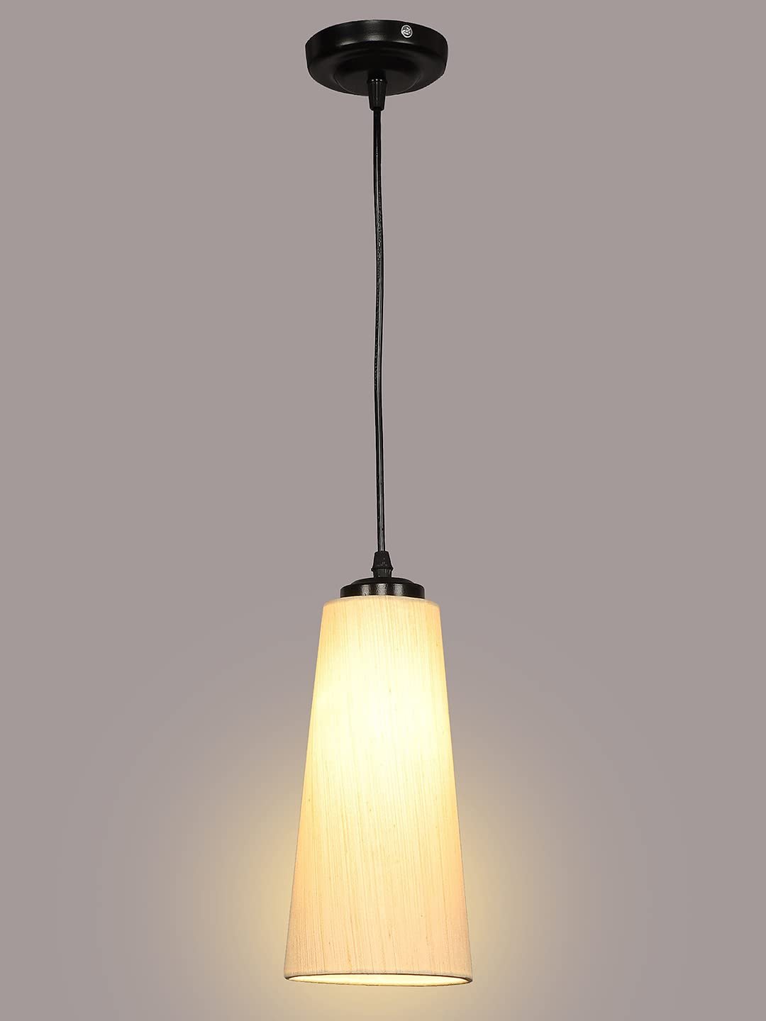 Off-White Cotton Shade Hanging Lamp - (5x21 inches) Height Adjsutable