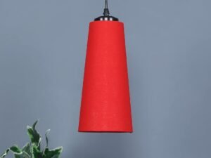 Red Cotton Shade Hanging Lamp – (5×21 inches) Height Adjsutable