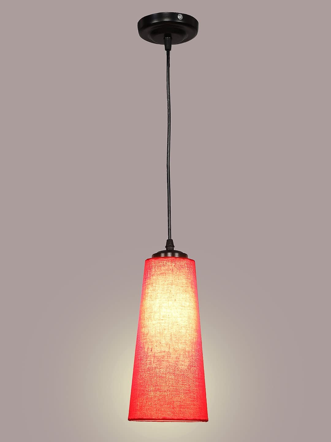 Red Cotton Shade Hanging Lamp - (5x21 inches) Height Adjsutable