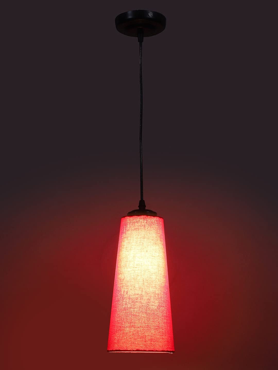 Red Cotton Shade Hanging Lamp - (5x21 inches) Height Adjsutable