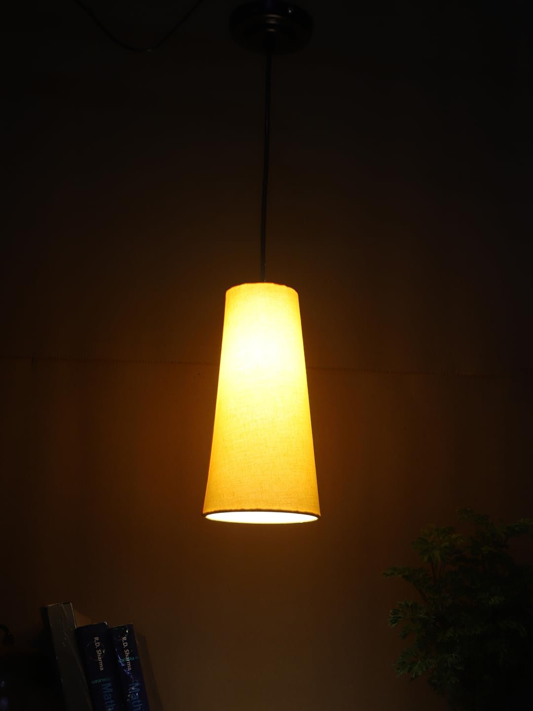 Yellow Cotton Shade Hanging Lamp - (5x21 inches) Height Adjsutable