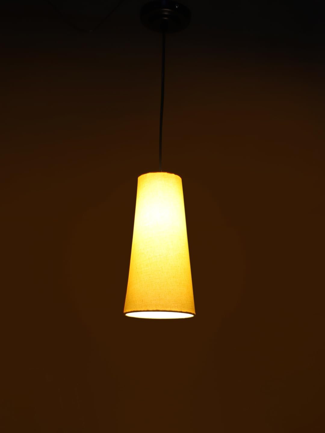 Yellow Cotton Shade Hanging Lamp - (5x21 inches) Height Adjsutable