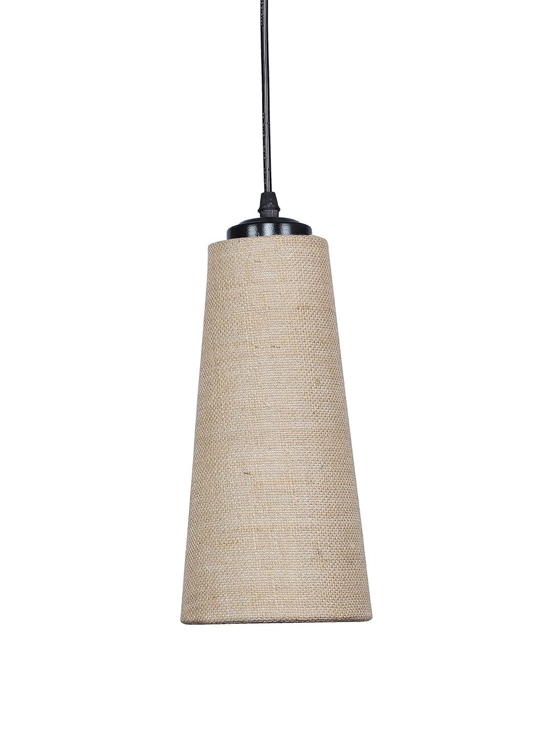 Beige Jute Shade Hanging Lamp - (5x21 inches) Height Adjsutable