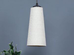 White Jute Shade Hanging Lamp – (5×21 inches) Height Adjsutable
