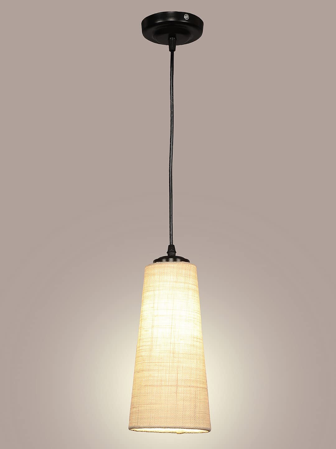 White Jute Shade Hanging Lamp - (5x21 inches) Height Adjsutable