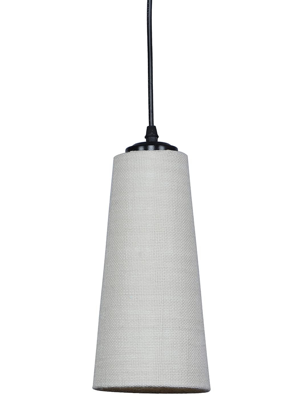 White Jute Shade Hanging Lamp - (5x21 inches) Height Adjsutable