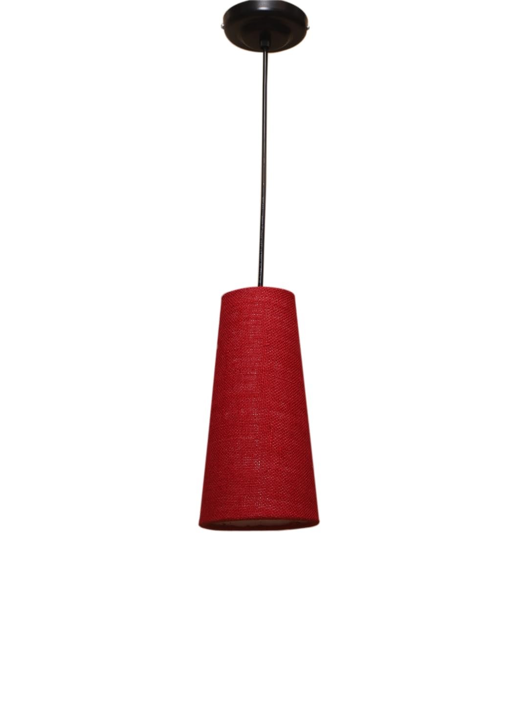 Maroon Jute Shade Hanging Lamp - (5x21 inches) Height Adjsutable