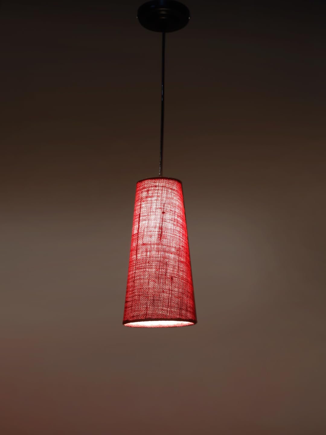 Maroon Jute Shade Hanging Lamp - (5x21 inches) Height Adjsutable