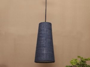 Blue Jute Shade Hanging Lamp – – (5×21 inches) Height Adjsutable