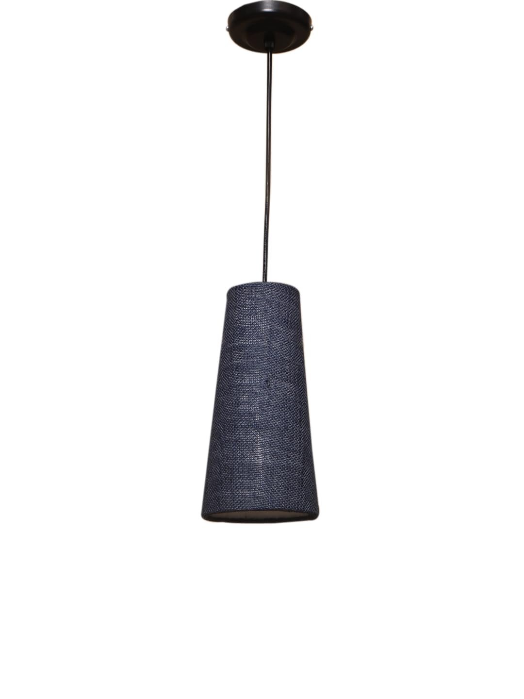 Blue Jute Shade Hanging Lamp - - (5x21 inches) Height Adjsutable