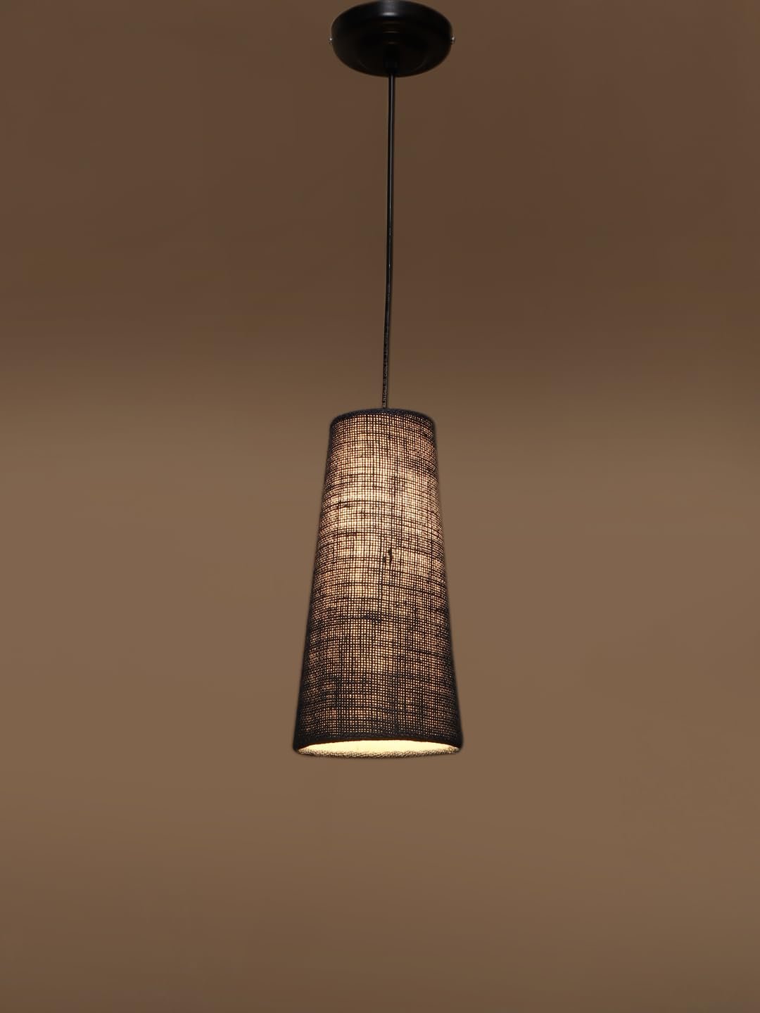 Blue Jute Shade Hanging Lamp - - (5x21 inches) Height Adjsutable