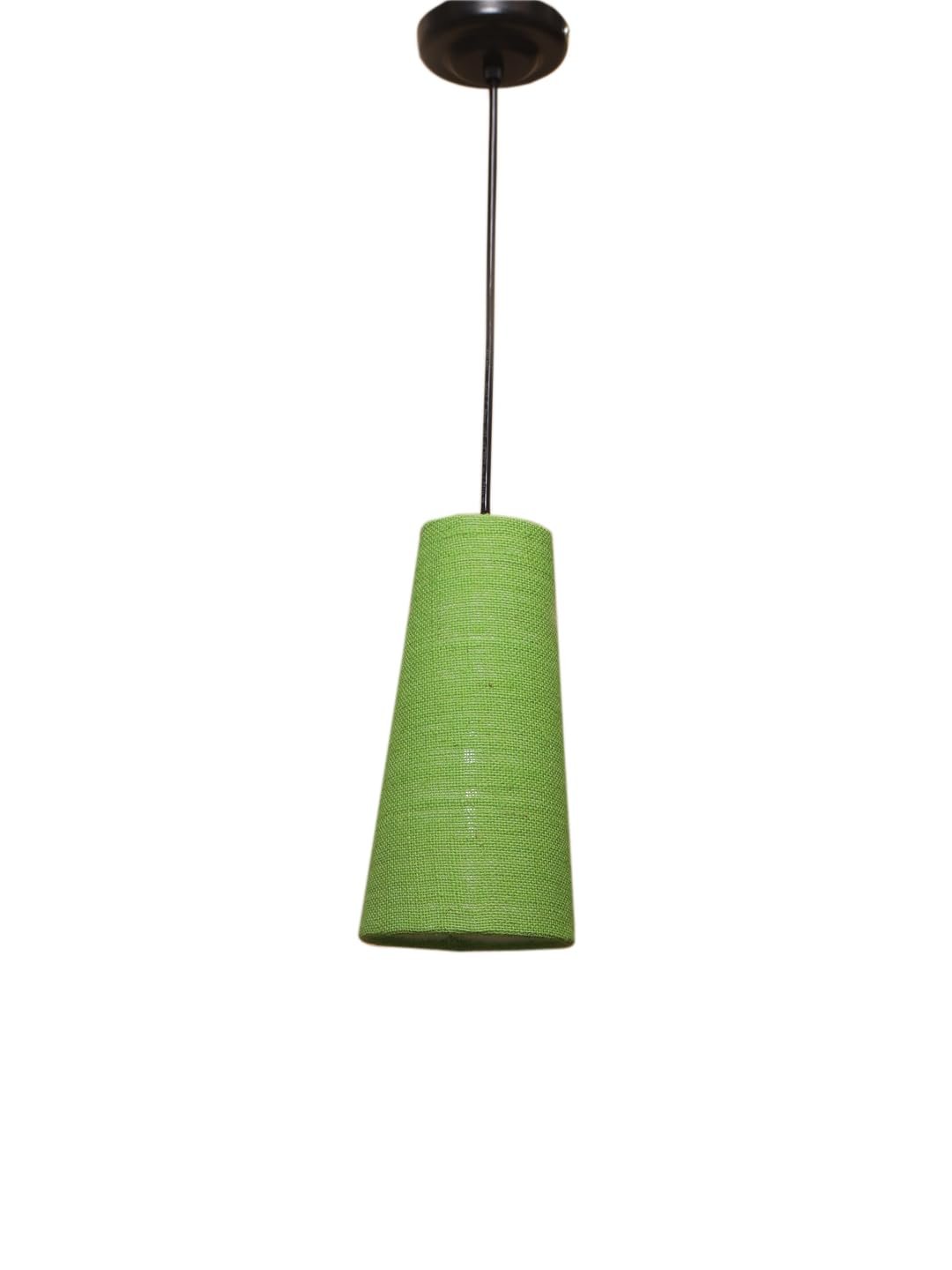 Green Jute Shade Hanging Lamp - - (5x21 inches) Height Adjsutable