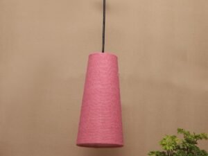 Pink Jute Shade Hanging Lamp – – (5×21 inches) Height Adjsutable