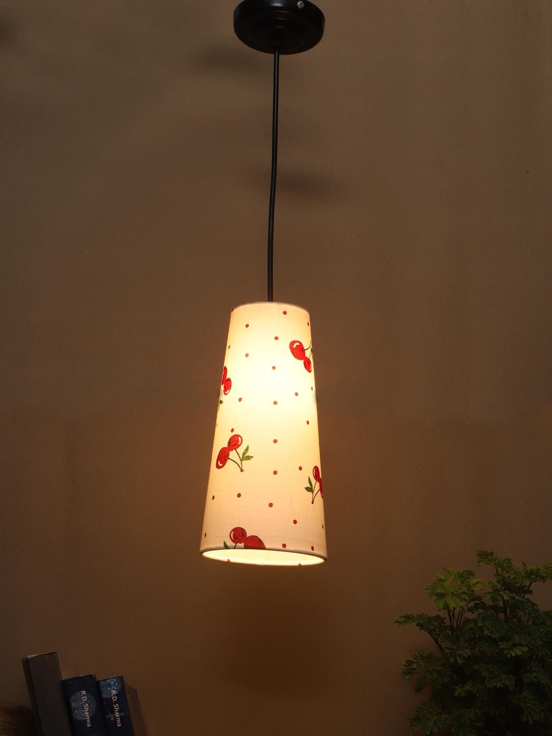 Multicolor Cotton Shade Hanging Lamp - - (5x21 inches) Height Adjsutable