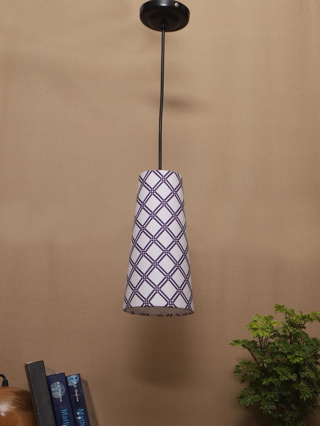 Multicolor Cotton Shade Hanging Lamp - - (5x21 inches) Height Adjsutable-B