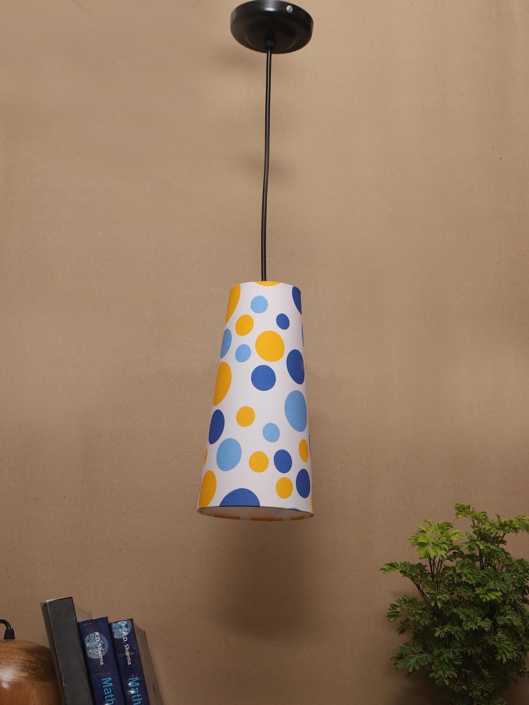 Multicolor Cotton Shade Hanging Lamp - - (5x21 inches) Height Adjsutable-C
