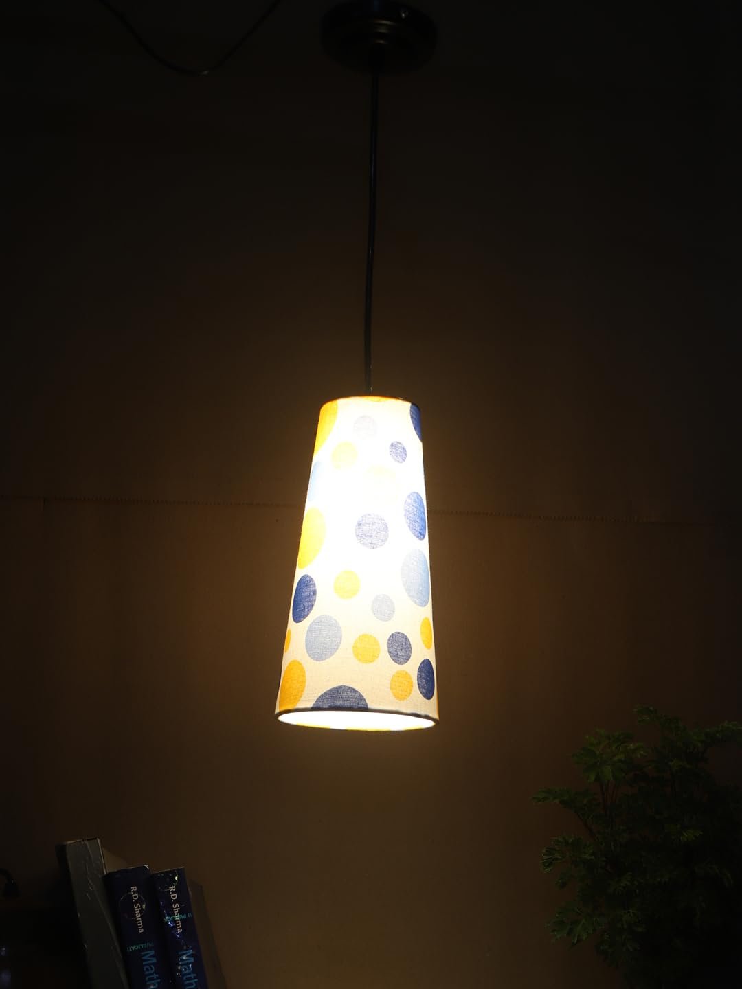 Multicolor Cotton Shade Hanging Lamp - - (5x21 inches) Height Adjsutable-C