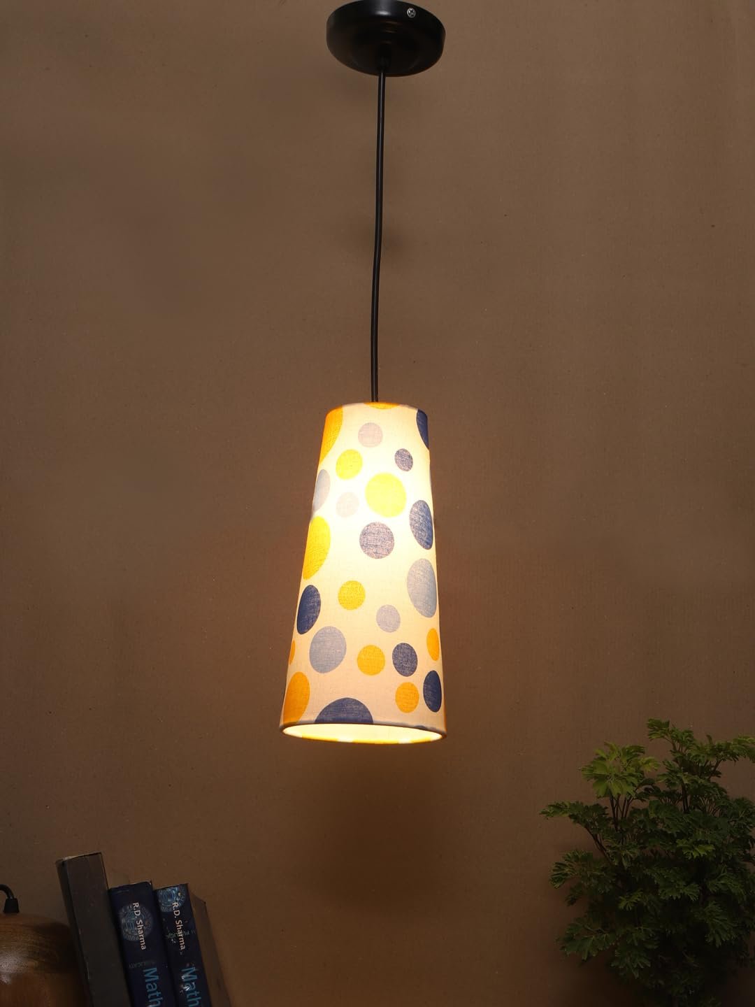 Multicolor Cotton Shade Hanging Lamp - - (5x21 inches) Height Adjsutable-C