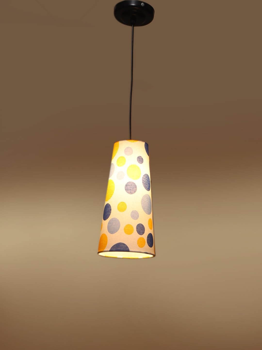 Multicolor Cotton Shade Hanging Lamp - - (5x21 inches) Height Adjsutable-C