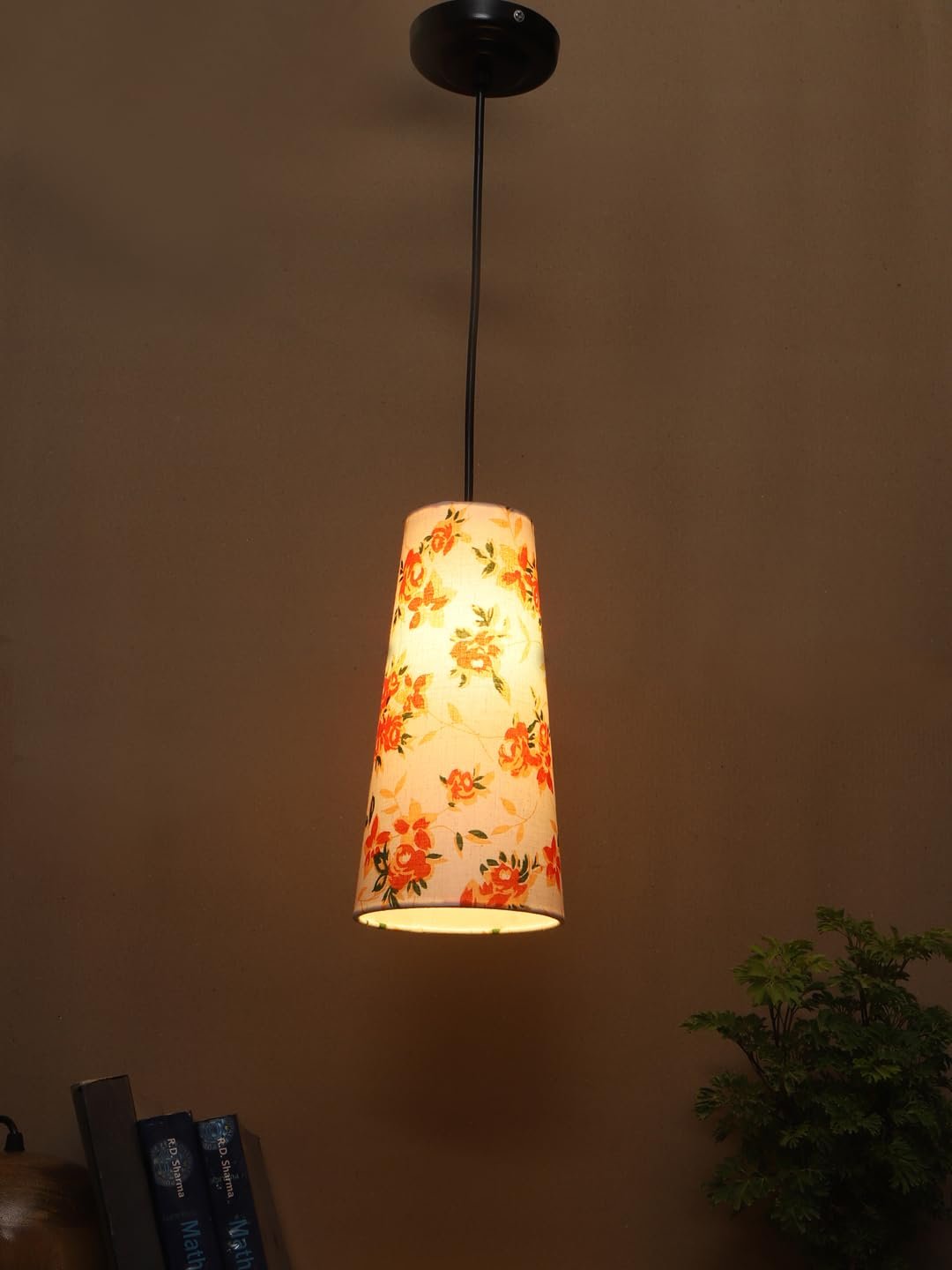 Multicolor Cotton Shade Hanging Lamp - - (5x21 inches) Height Adjsutable-D