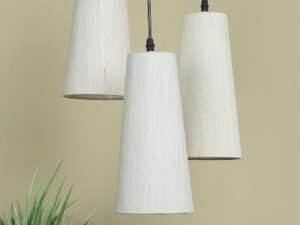 Off-White Cotton Cluster Hanging Lamp – (10×21 inches) Height Adjsutable-F