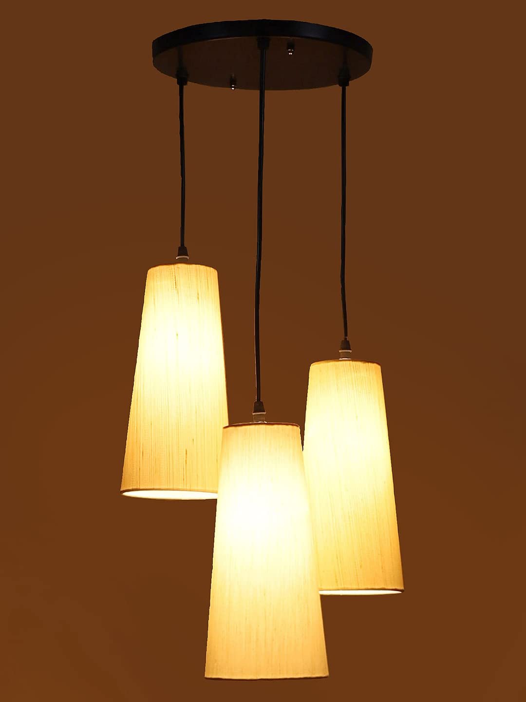 Off-White Cotton Cluster Hanging Lamp - (10x21 inches) Height Adjsutable-F