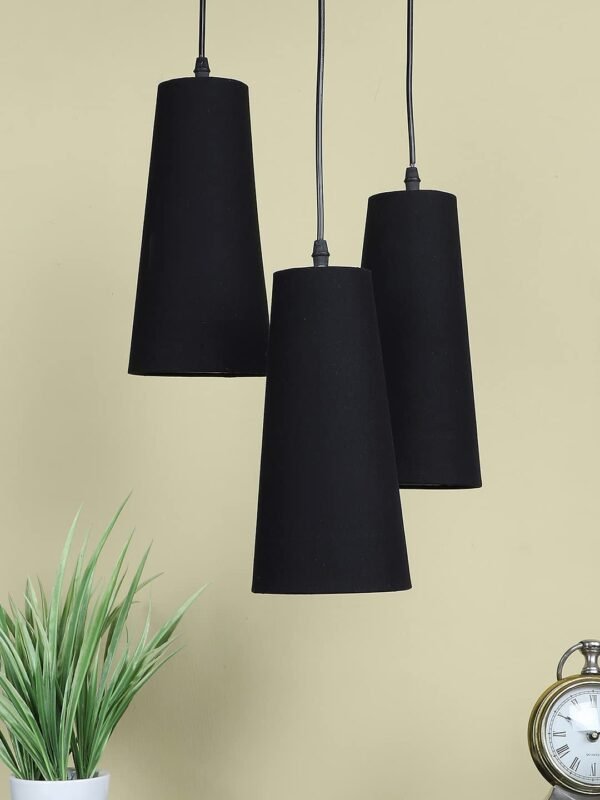 Black Cotton Cluster Hanging Lamp- (10×21 inches) Height Adjsutable