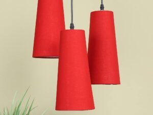 Red Cotton Cluster Hanging Lamp – (10×21 inches) Height Adjsutable
