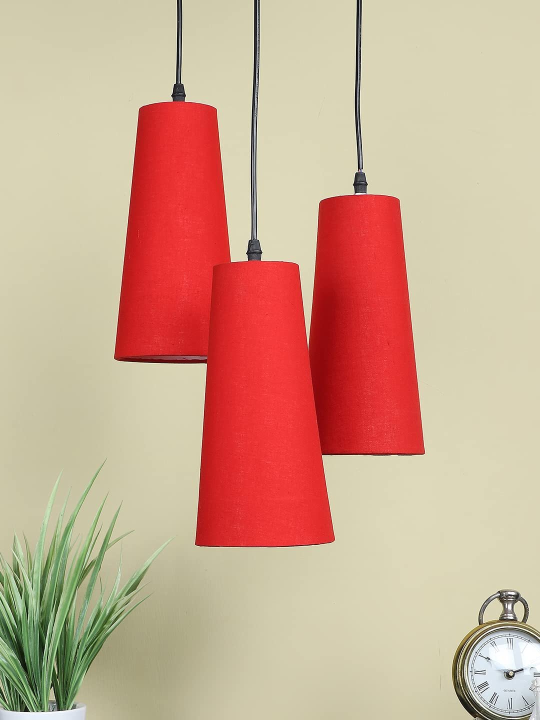 Red Cotton Cluster Hanging Lamp - (10x21 inches) Height Adjsutable