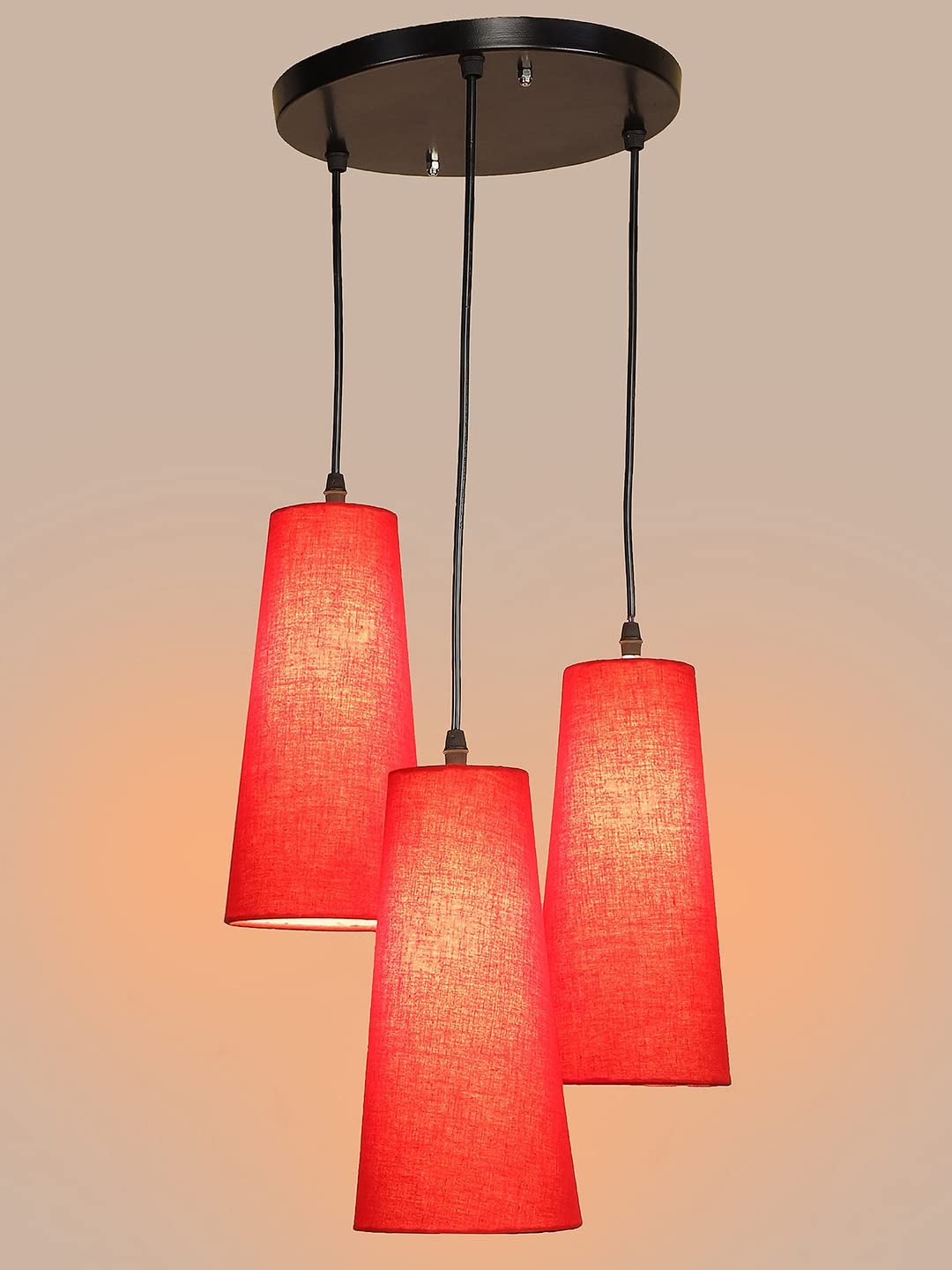 Red Cotton Cluster Hanging Lamp - (10x21 inches) Height Adjsutable