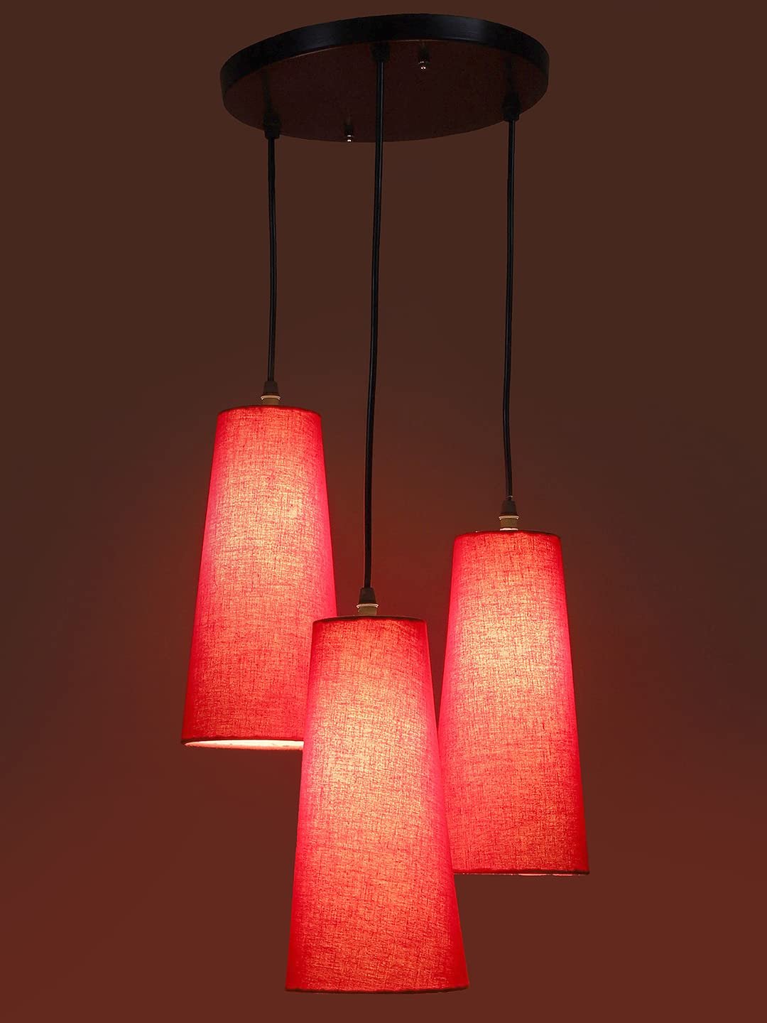 Red Cotton Cluster Hanging Lamp - (10x21 inches) Height Adjsutable