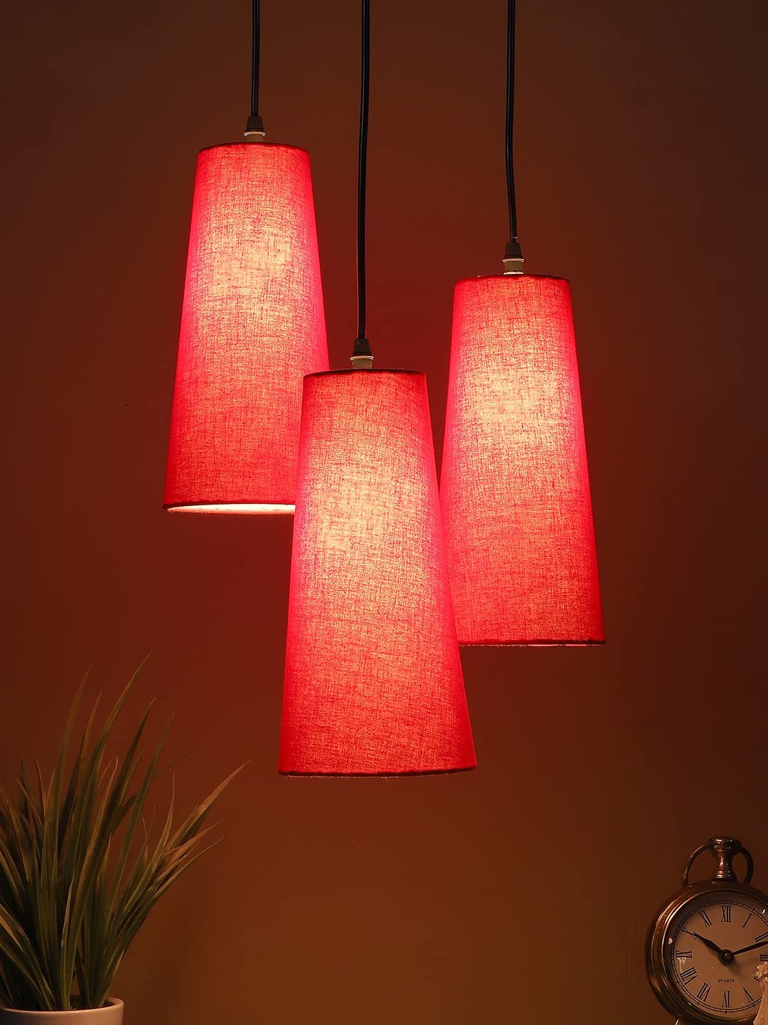 Red Cotton Cluster Hanging Lamp - (10x21 inches) Height Adjsutable