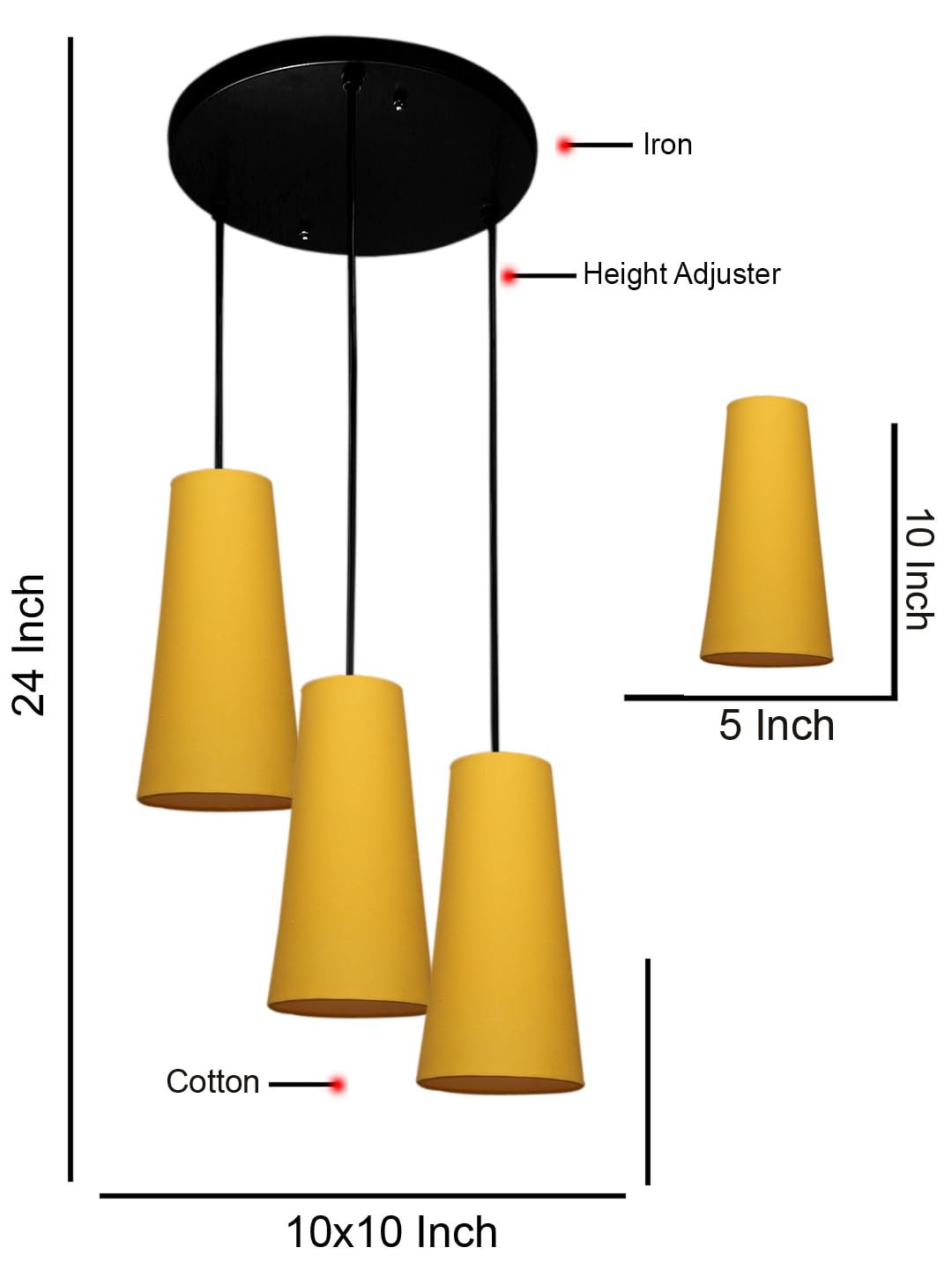 Yellow Cotton Cluster Hanging Lamp - (10x21 inches) Height Adjsutable