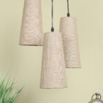 Beige Jute Cluster Hanging Lamp – (10×21 inches) Height Adjsutable
