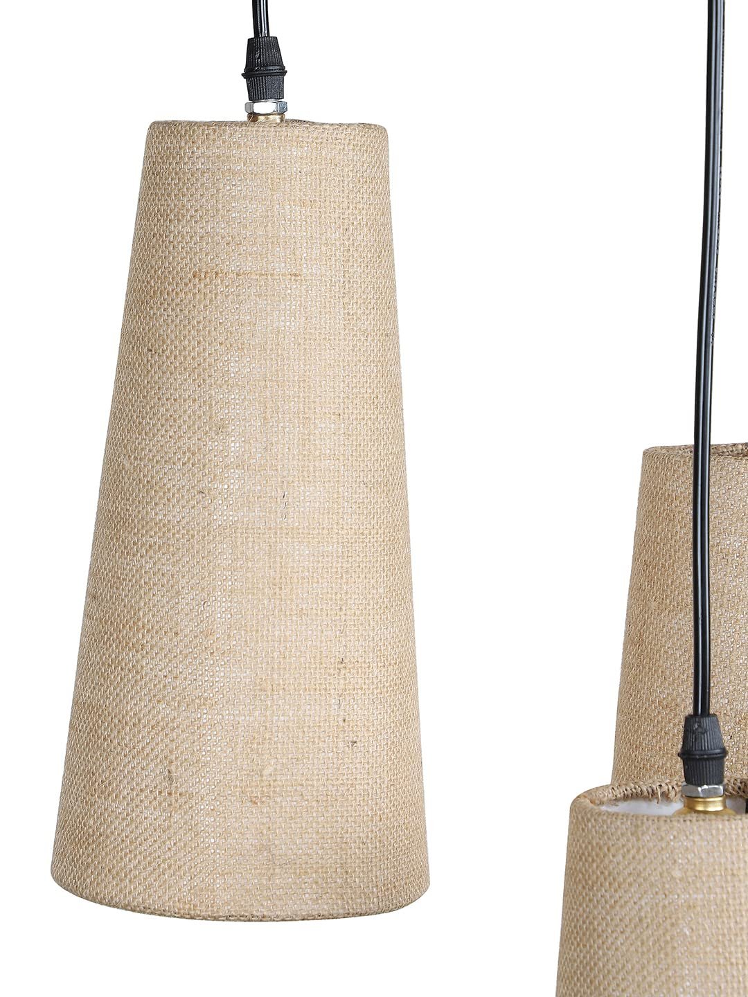 Beige Jute Cluster Hanging Lamp - (10x21 inches) Height Adjsutable