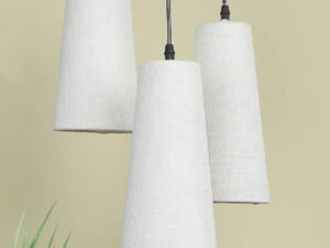 White Jute Cluster Hanging Lamp – (10×21 inches) Height Adjsutable