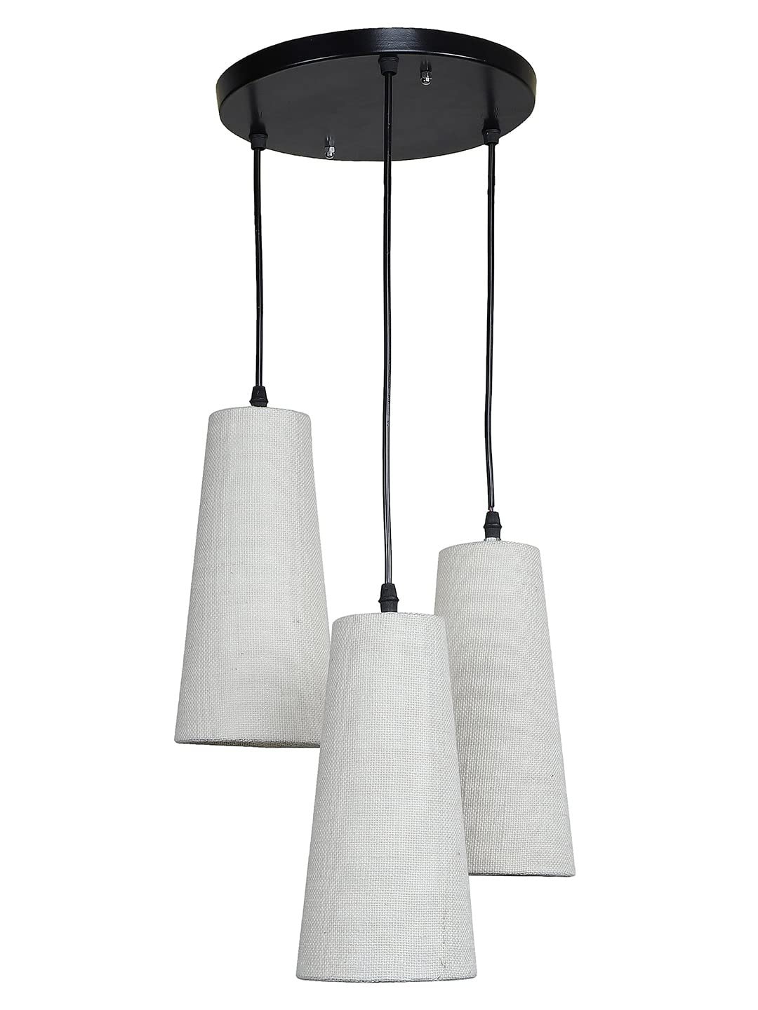 White Jute Cluster Hanging Lamp - (10x21 inches) Height Adjsutable