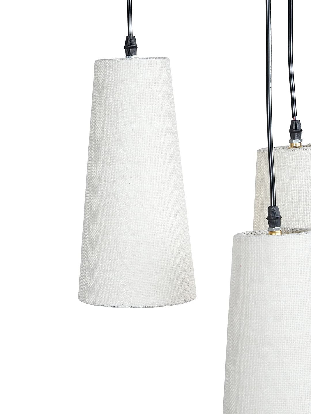 White Jute Cluster Hanging Lamp - (10x21 inches) Height Adjsutable