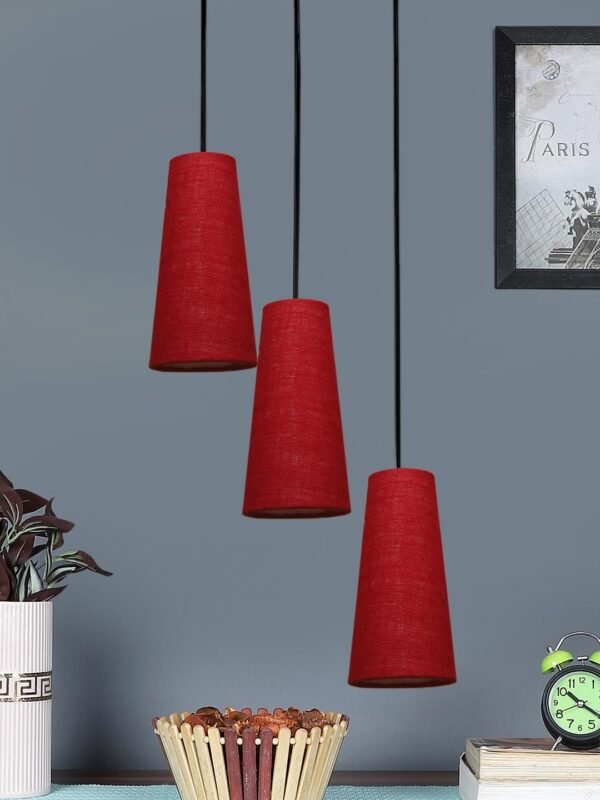 Maroon Jute Cluster Hanging Lamp – (10×21 inches) Height Adjsutable