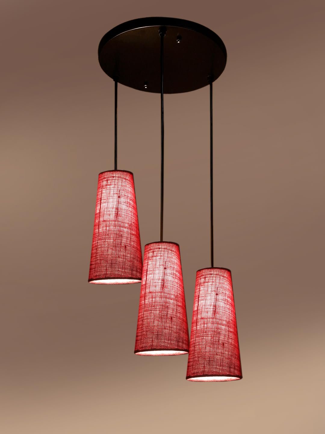 Maroon Jute Cluster Hanging Lamp - (10x21 inches) Height Adjsutable