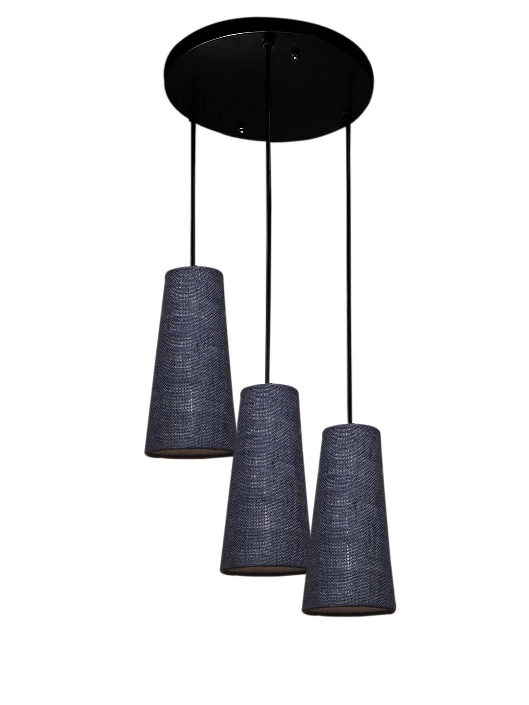 Blue Jute Cluster Hanging Lamp - - (10x21 inches) Height Adjsutable