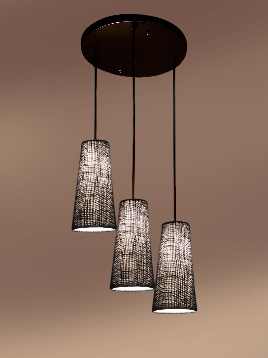 Blue Jute Cluster Hanging Lamp - - (10x21 inches) Height Adjsutable