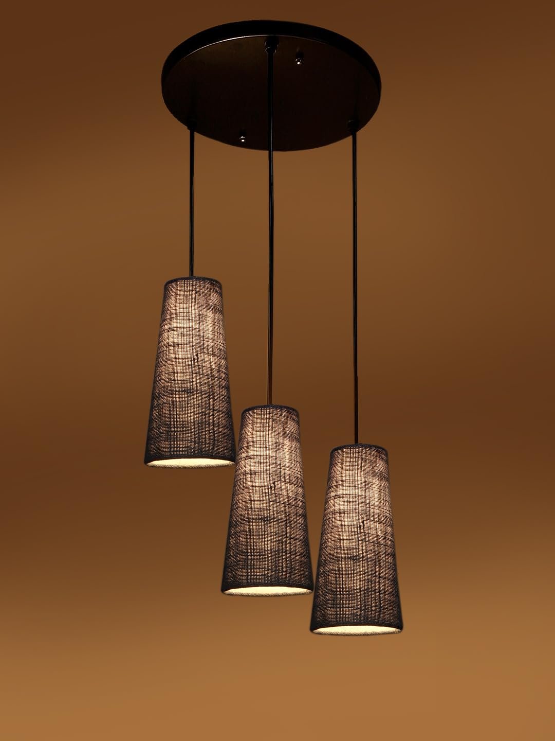 Blue Jute Cluster Hanging Lamp - - (10x21 inches) Height Adjsutable